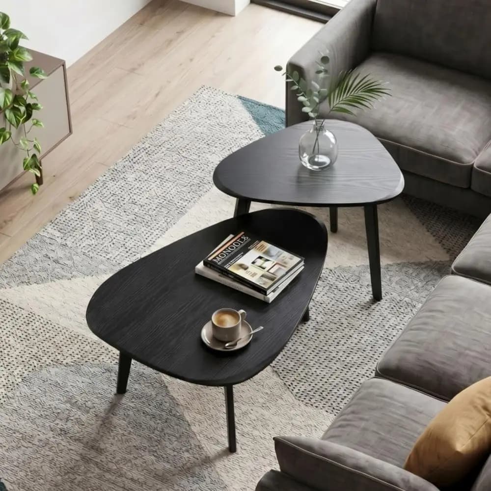 Nesting Coee Tale t o 2-Century ern Coee Tale | Guitar Pick Stacking Tales with Solid Wood Legs,Small Coee Tales or Small spaces