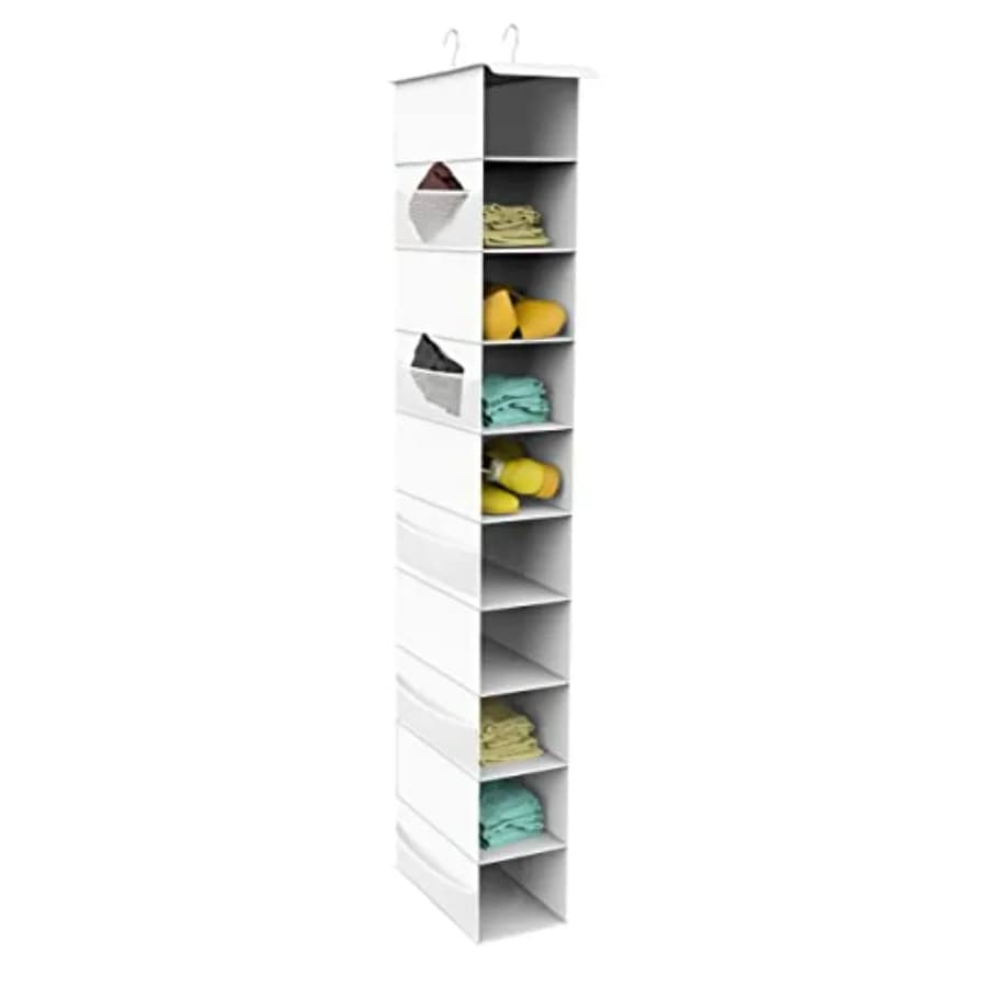 Organizzatore per Scarpe da Appendere, Organizzatore per Armadio a 10 Ripiani con 6 Tasche Laterali in Rete