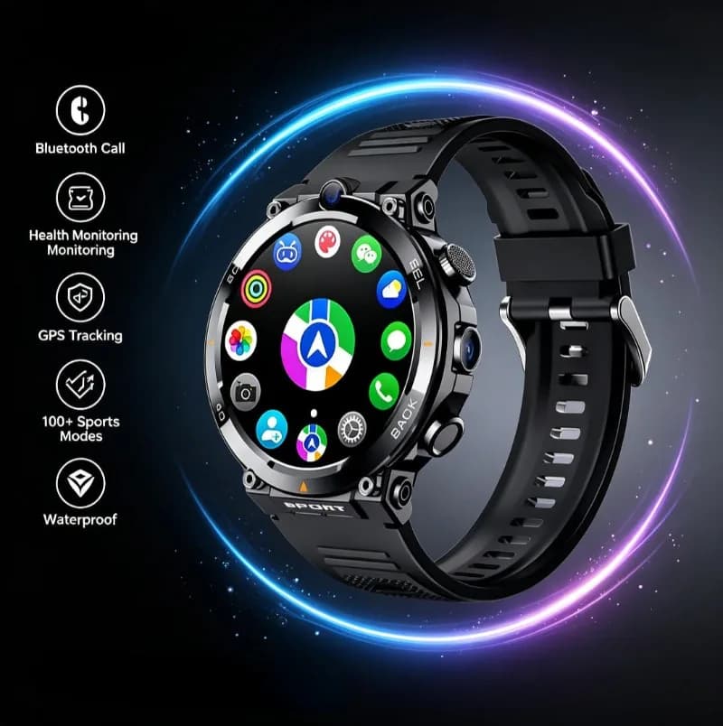 4G Full Netcom Android Business Smart Watch, Dual HD Cameras Bluetooth Call GPS Sports Tracker for Men Women
