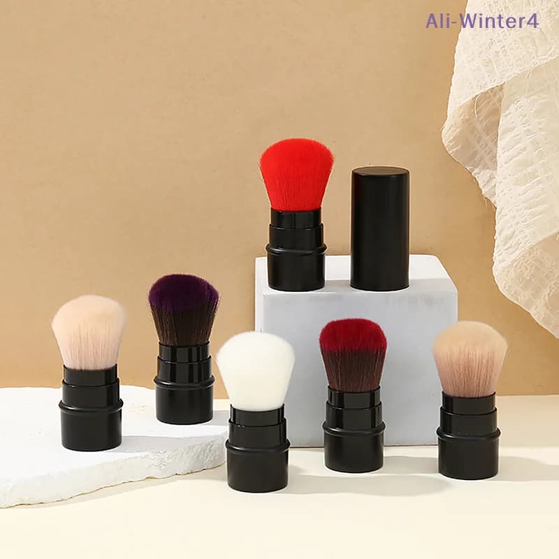 Pennello Retrattile per Blush e Cipria con Coperchio, Strumento Multifunzionale Portatile per il Trucco {Winter4}