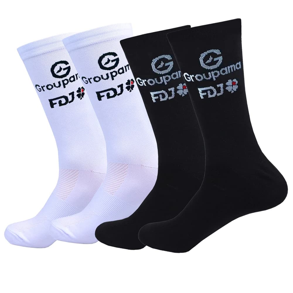 NEW White Socks FDJ Team UAE 2026 Men's Cycling Socks Team UAE Outdoor Football Bike Socks Breathable Quick Drying