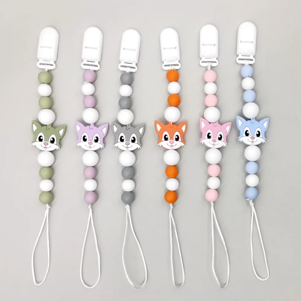 Clip per ciuccio per bambini Supporto in silicone Cartoon Animale Catena per dentizione Massaggiagengive per catena per ciuccio per bambini Giocattoli da masticare per allattamento Regalo