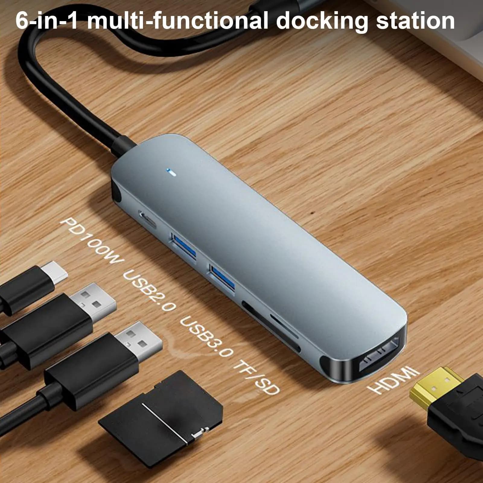 Hub USB C Hub di espansione USB C per computer Adattatore di trasmissione dati portatile 6 in 1 per riunioni di lavoro Contenuto di uffici domestici