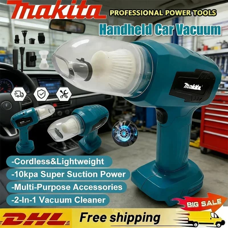 Aspirapolvere Makita Multifunzione, Raccoglitore di Polvere Senza Fili, Mini Aspiratore Portatile Ricaricabile per Auto