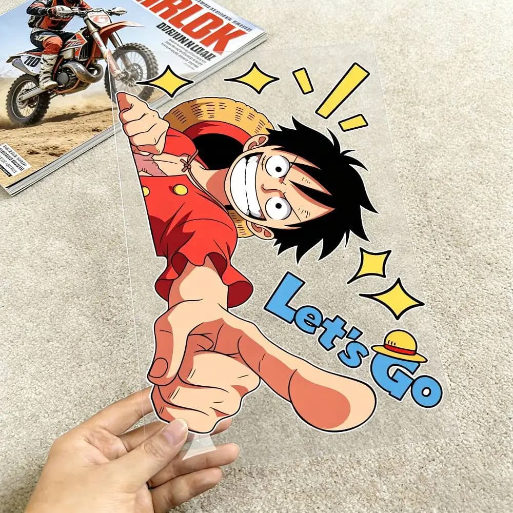 Adesivi riflettenti per moto Monkey D. Luffy One Piece, impermeabili, in vinile, per casco, serbatoio e bici