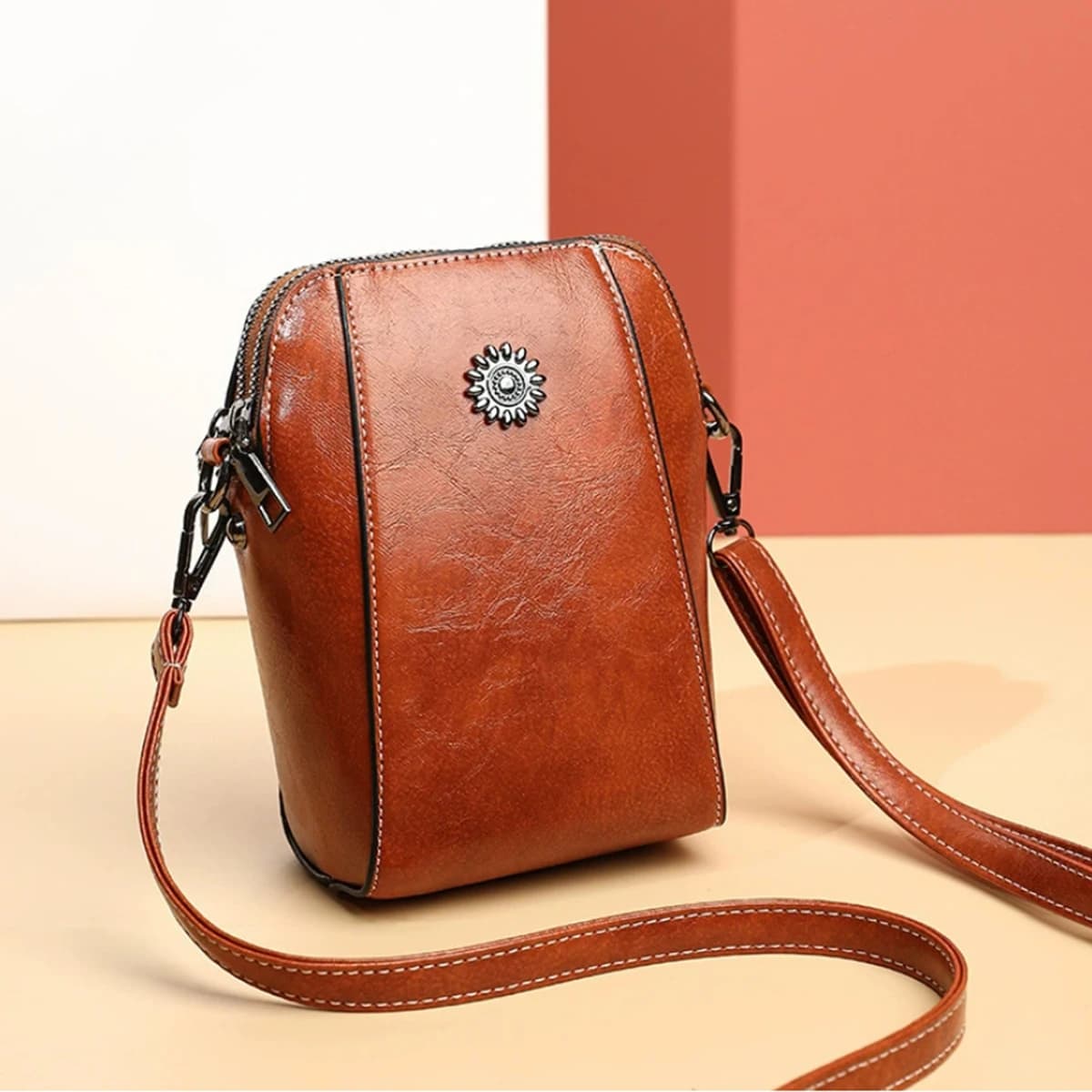 Borsa a tracolla singola in morbida pelle alla moda da donna, borsa a tracolla dal design verticale alla moda, borsa portaoggetti per telefono portatile