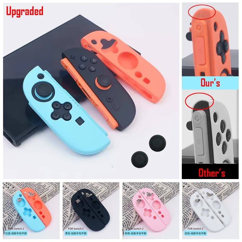 Set di coperture in silicone aggiornato per Switch 2, custodia protettiva in pelle per controller Joy-Con Switch2 con impugnature per il pollice