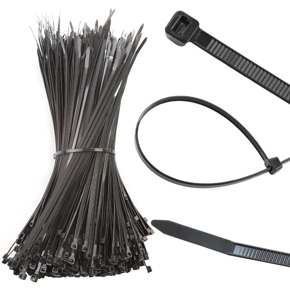 Fascette per cavi con cerniera 12" (confezione da 1000) Cavo nero resistente ai raggi di trazione Resistente ai raggi UV Cavo resistente con denti su entrambi i lati autobloccante