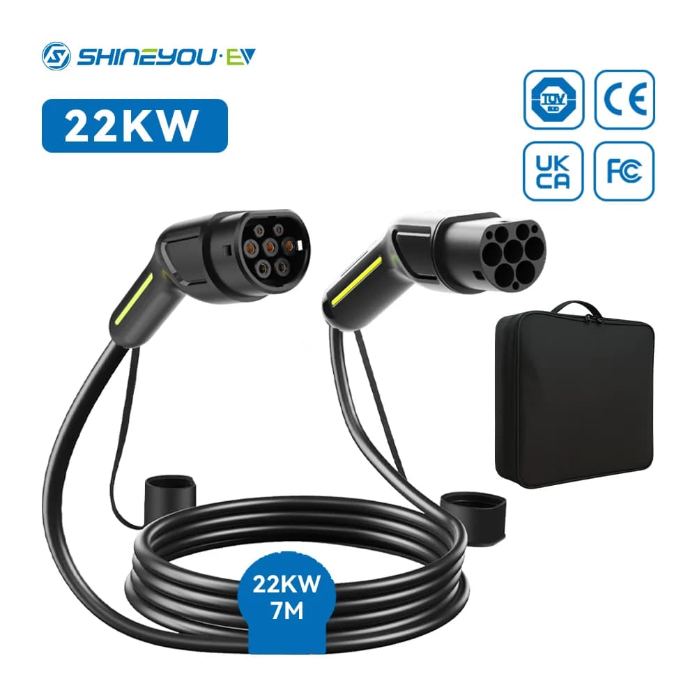 Shineyou Customizable Length AC Type2 to Type2 EV CCS2 Plug EV Charger Connector 3Phase Male to Female IP54 IEC 62196-2 11KW 10M