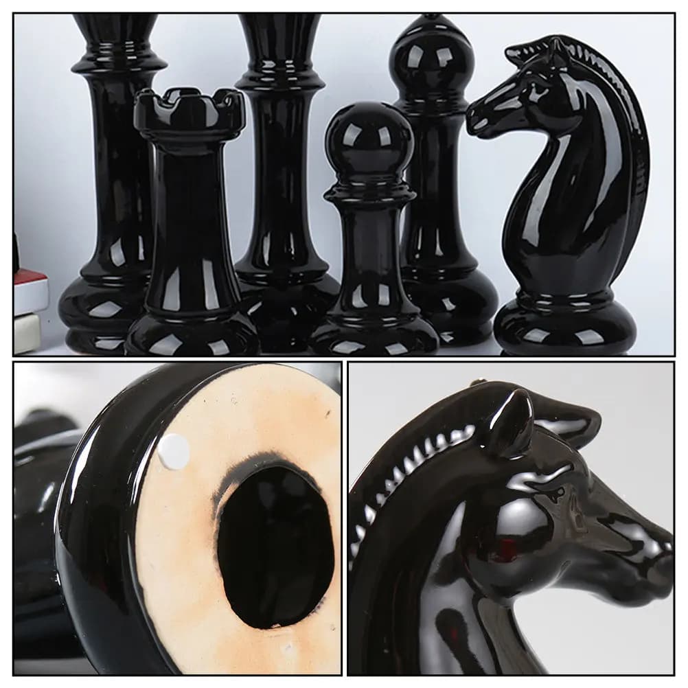 Set di 6 Pezzi Decorativi in Ceramica Nera per Scacchi, Design Raffinato, Bellissimo Ornamento Artistico per Casa, Ufficio, Camera da Letto, Soggiorno