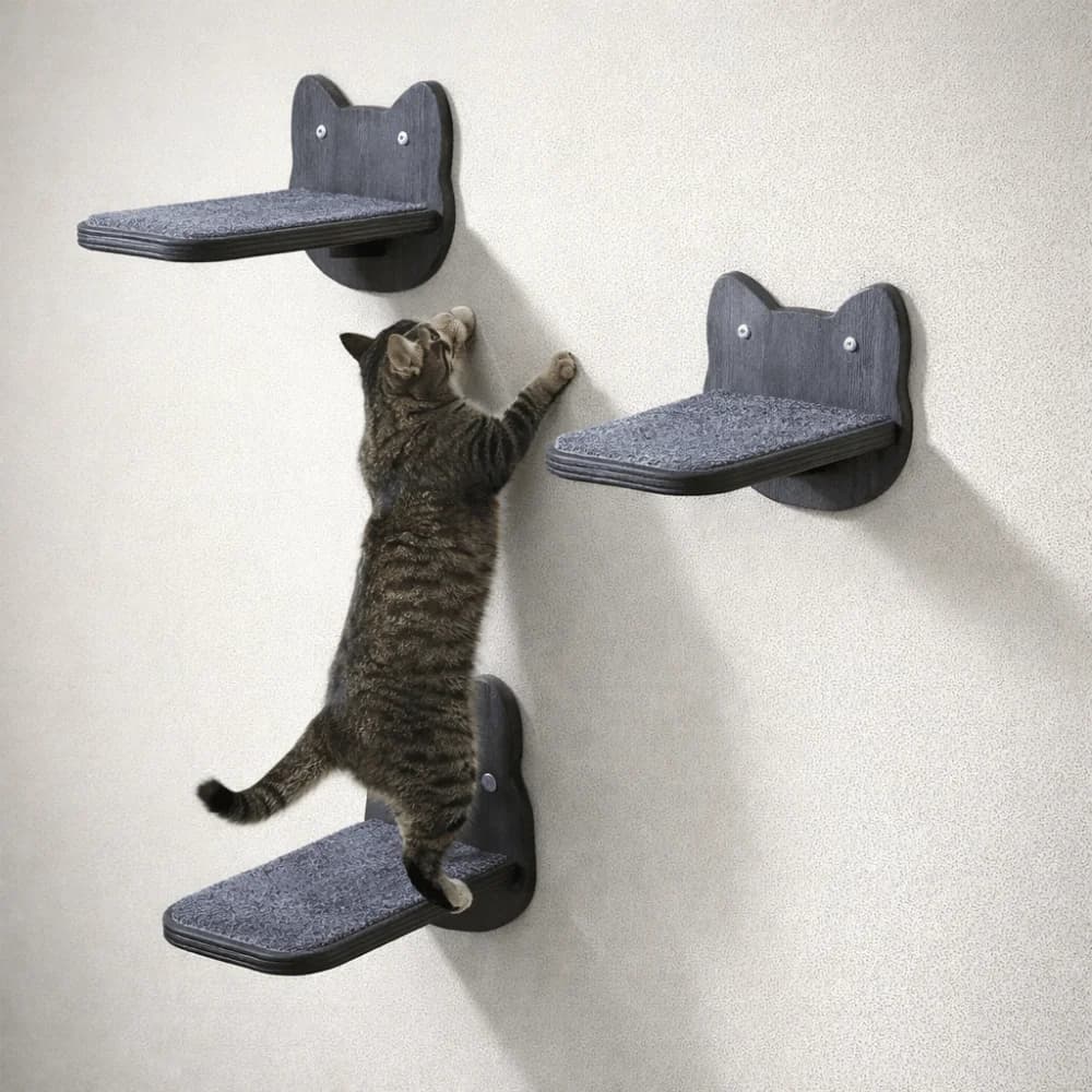 Wooden Cat Climbing Shelves Sturdy Wear Resistant Cat Climbing Ladder Floating Stairs Scratching Pads Cat Jumping Platform
