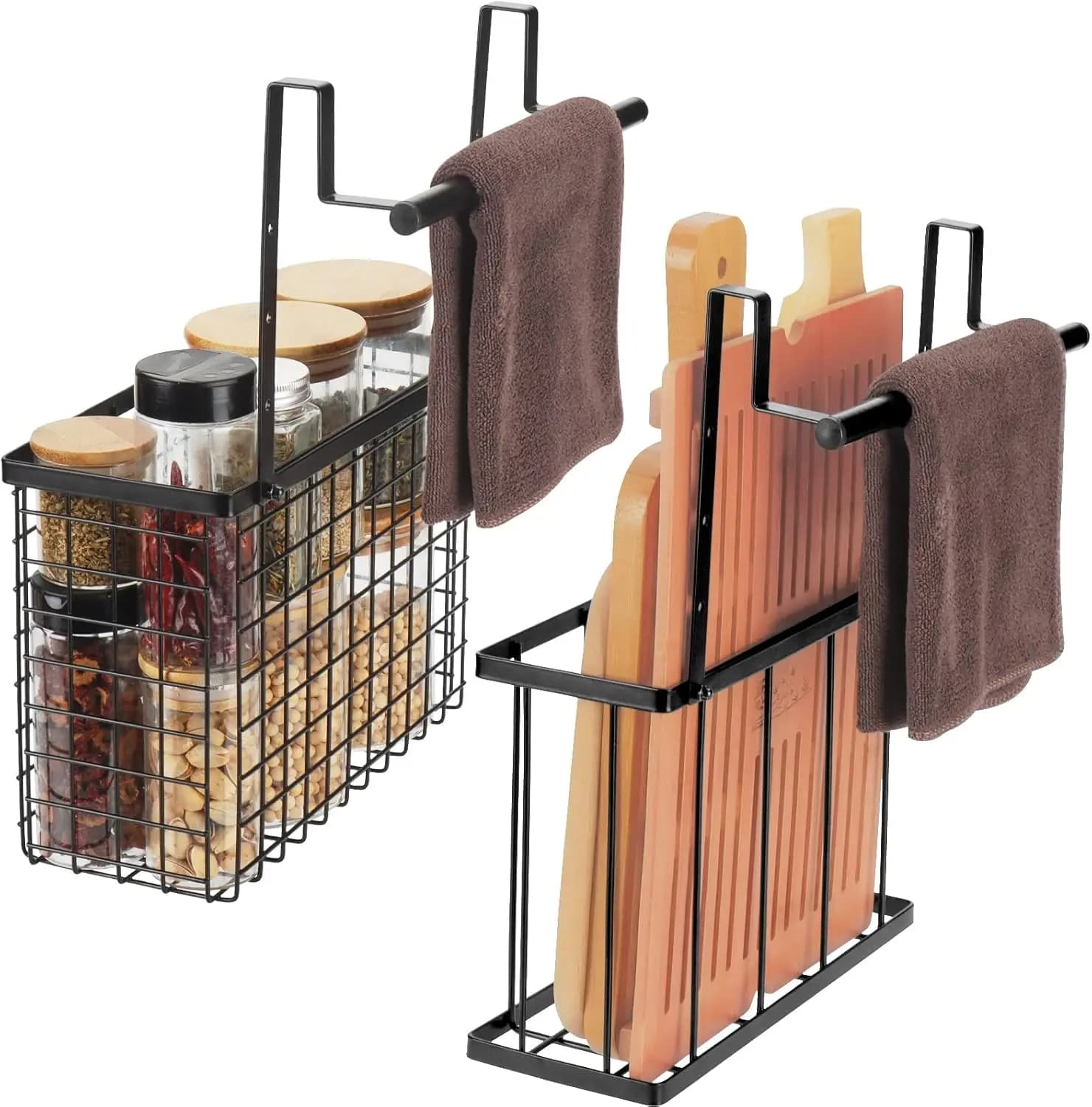 Organizzatore per ante di armadietti (confezione da 2), organizer da appendere sopra la porta dell'armadio con portasciugamani, portaoggetti da appendere sopra la porta dell'armadio, per cucina