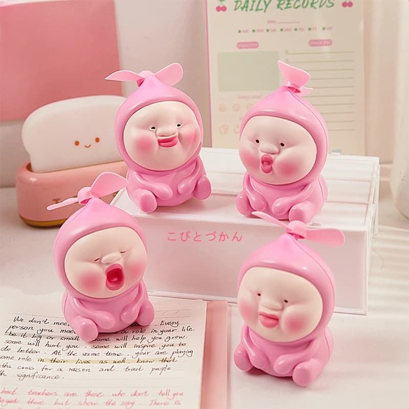 Kobito Doll Electric Mini Handheld Fan USB Charging Action Figure ornamenti da tavolo rilascio di Stress Fidget Toy regalo estivo per bambini