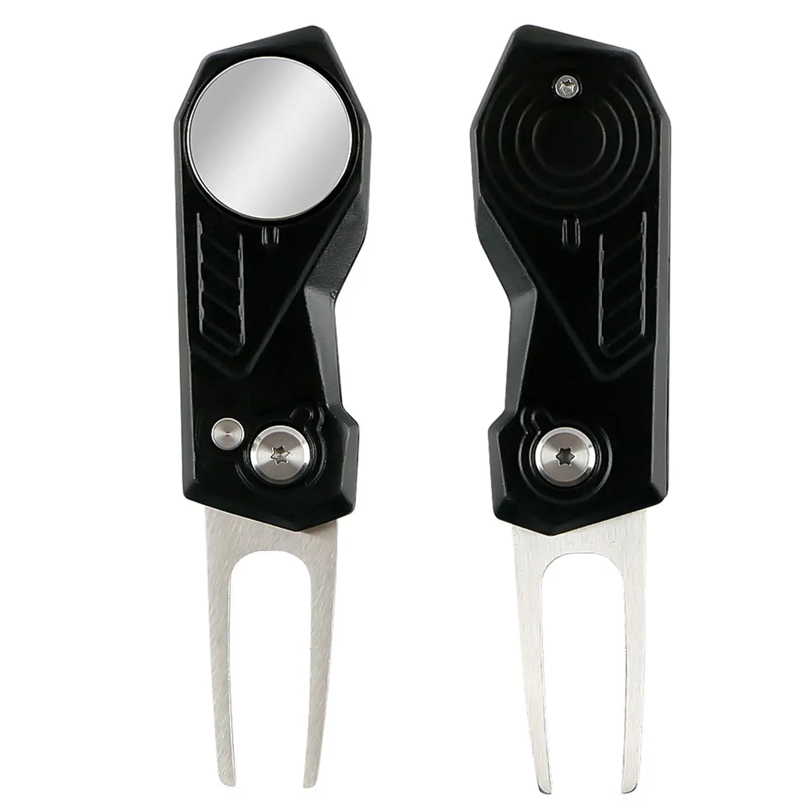 Durable Stainless Steel Golf Divot Repair Fork Foldable Design with Easy Carry Detachable Ball Marker for Golf Practice Tool