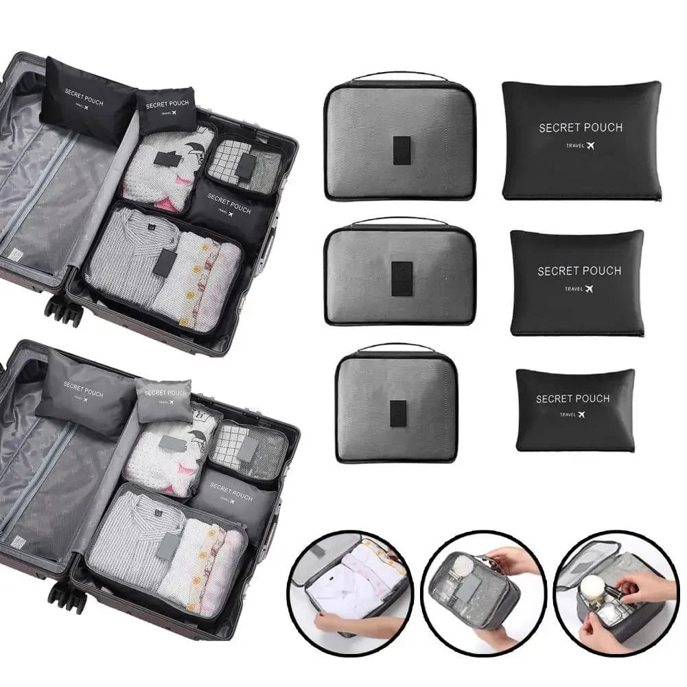 6 piece travel organizer set, packing cubes with shoe bag and laundry bag, portable luggage storage for business holidays