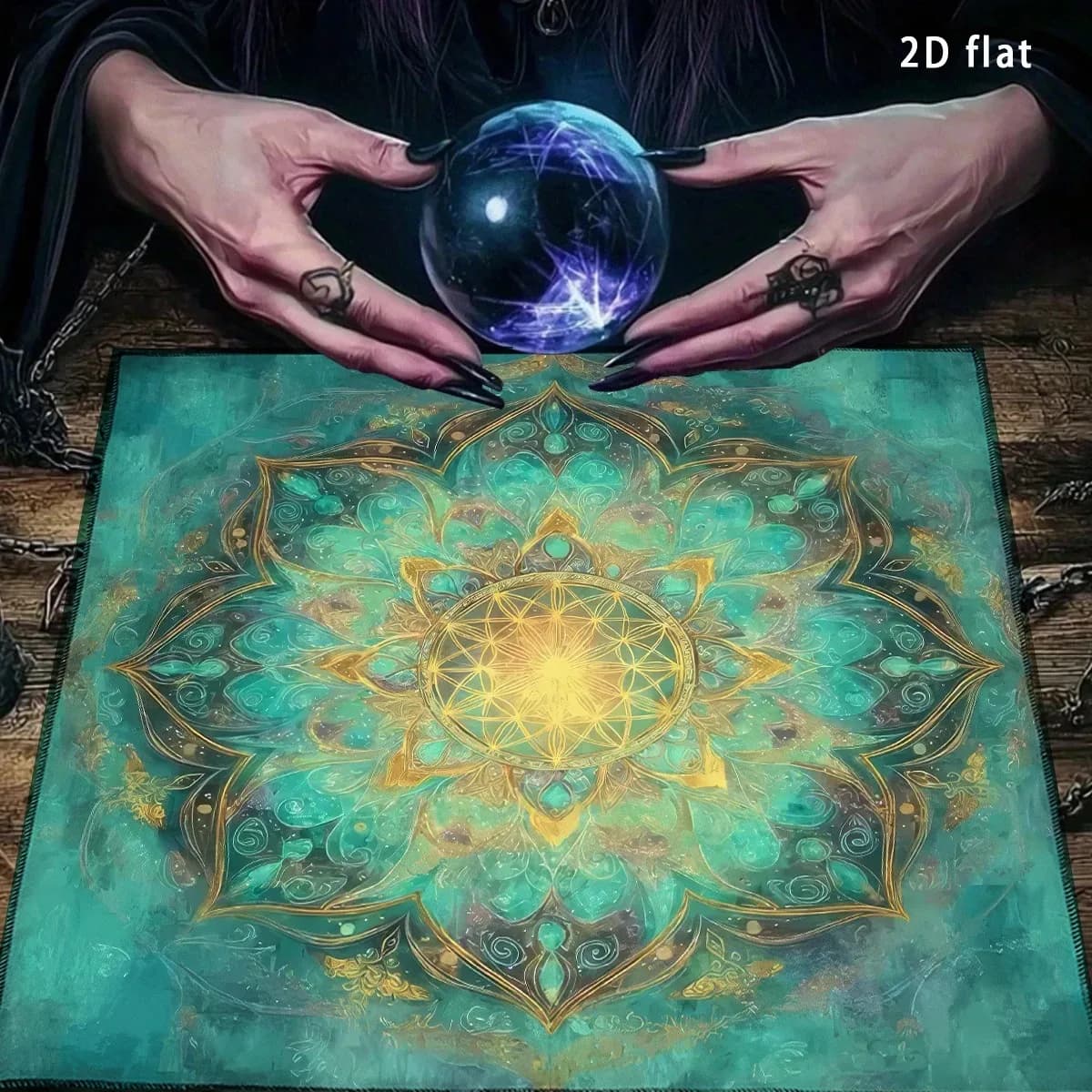 Tappeto per Altare, Tovaglia per Carte dei Tarocchi, Set da Tavolo per Divinazione con Cerchio Magico, Luna e Strega, Tappetino per Carte dei Tarocchi