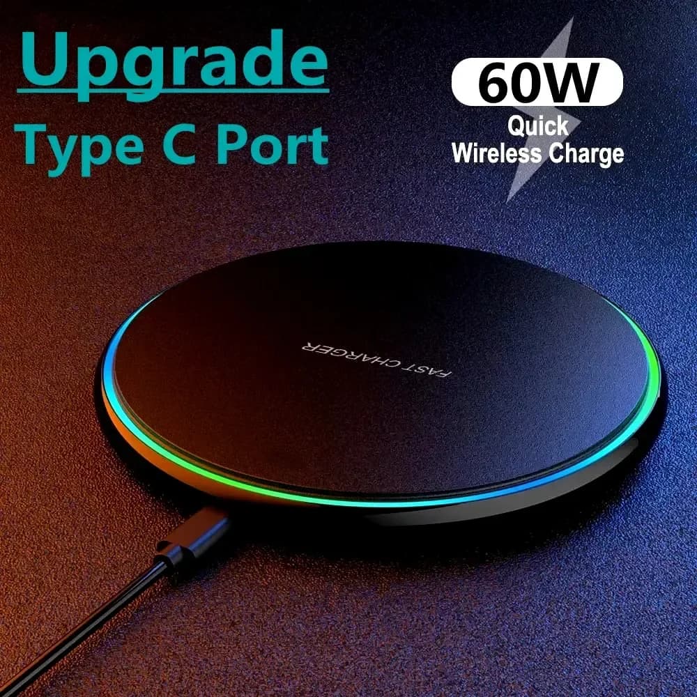 Tappetino di ricarica rapido per caricabatterie wireless da 60 W per iPhone 16 15 14 Pro Max Samsung Galaxy S24 S23 S22 S20 Stazione di ricarica wireless Xiaomi