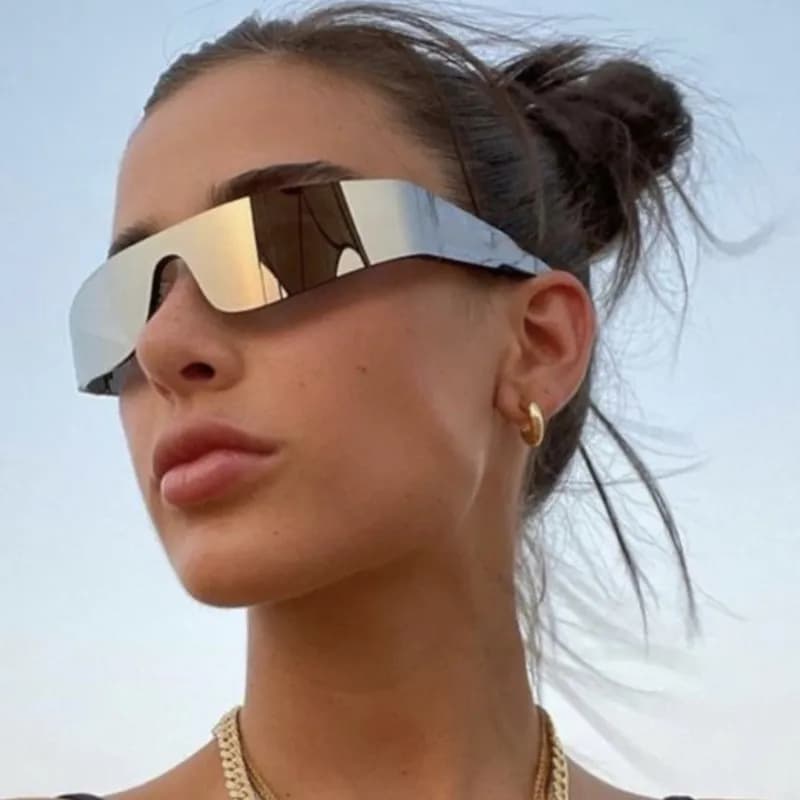 2000S Estetica Y2K Occhiali da sole da uomo One Piece Sport Occhiali da sole Donna Vintage Wrap Around Shades Moda Punk Goggle Eyewear