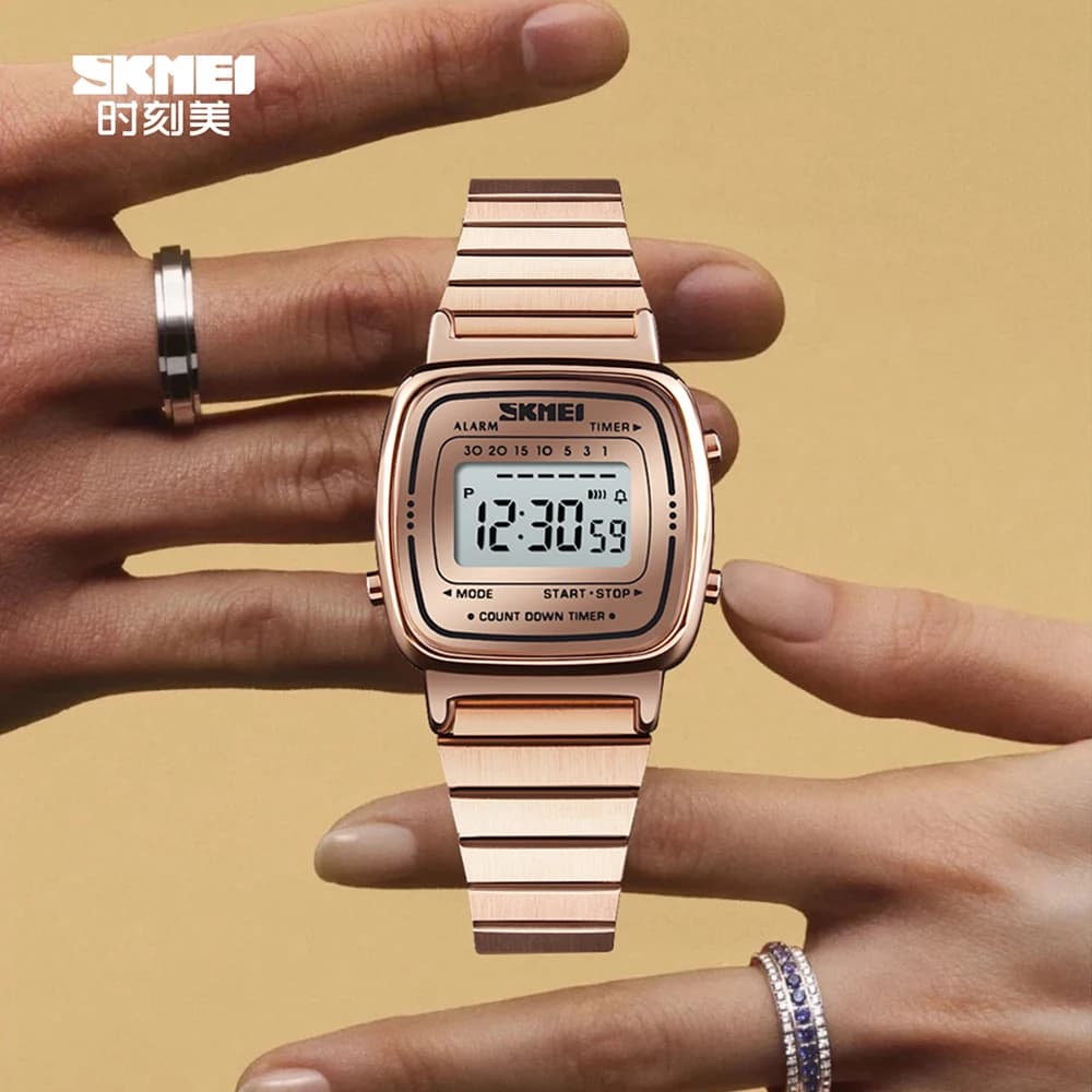 SKMEI Women's Watches with Small Dial, Fashion Sports Digital Watch, Luxury Brands, 3Bar Waterproof, Female Relogio wristwatch
