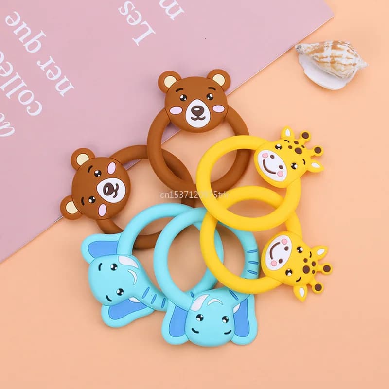 1Pc Baby Silicone massaggiagengive Cartoon Bear Deer ciondolo per dentizione denti da allattamento regalo Baby Silicone massaggiagengive accesssoire Silicone