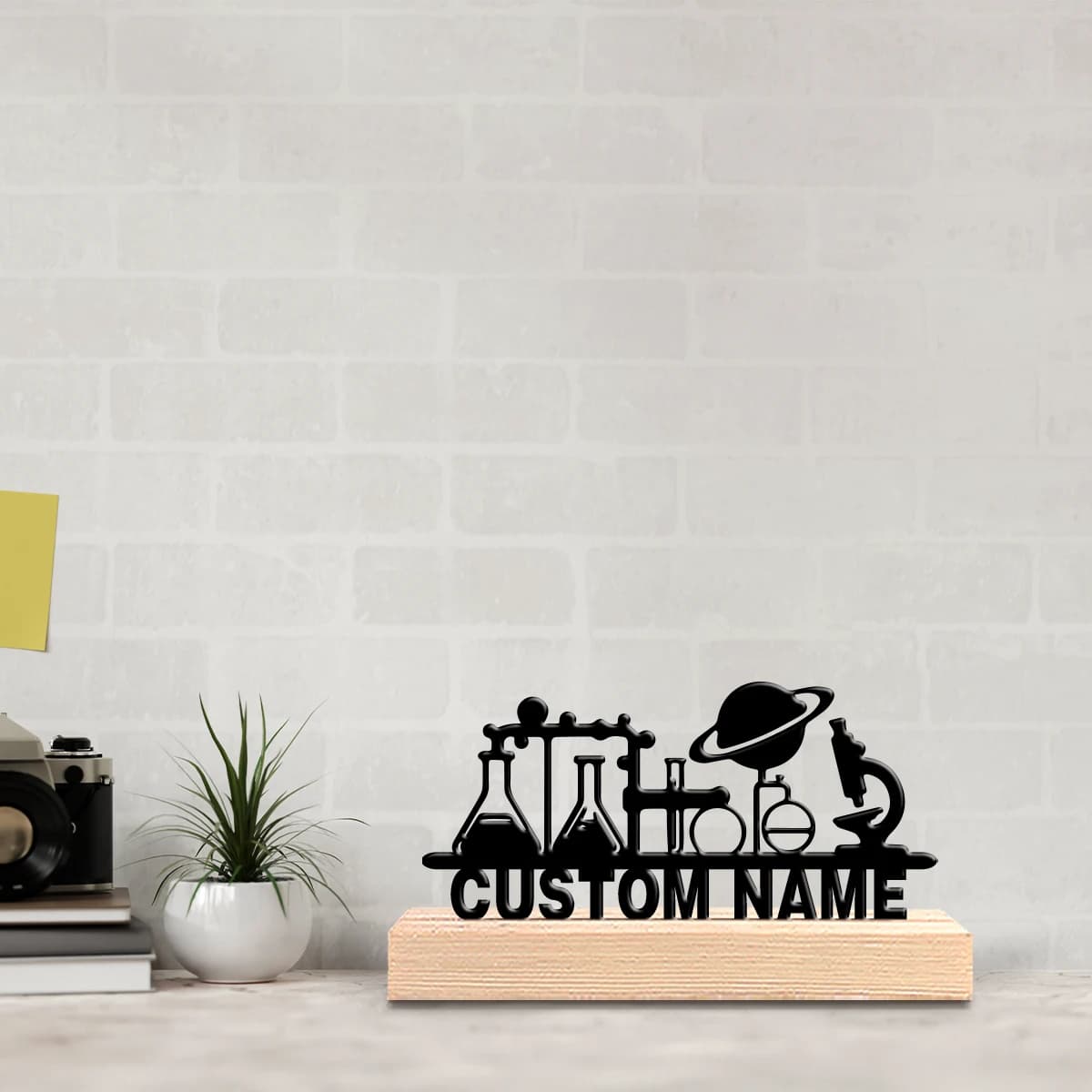 Statua in Metallo Personalizzata per Esperimenti Chimici con Base in Legno, Decorazione da Tavolo, Mucca, Maiale, Pecora