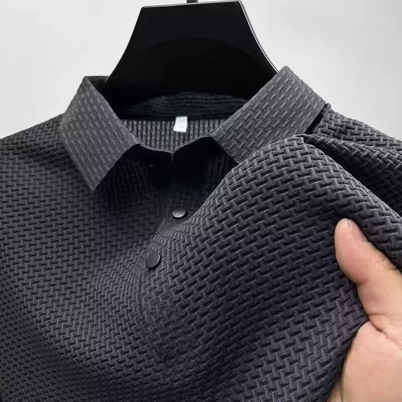 Men's Polo Solid Color with Floral Pattern, Casual and Elegant, Short Sleeved, Summer, Breathable and Versatile