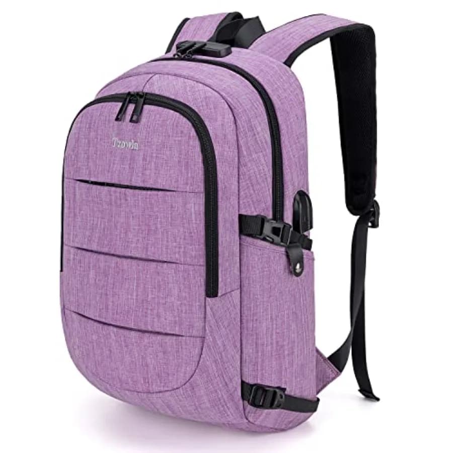 Zaino da Viaggio per Laptop Resistente all'Acqua, Borsa Antifurto con Tasca Porta Tumbler Gigante e Lucchetto, per Computer da 15.6 Pollici, Zaino Business