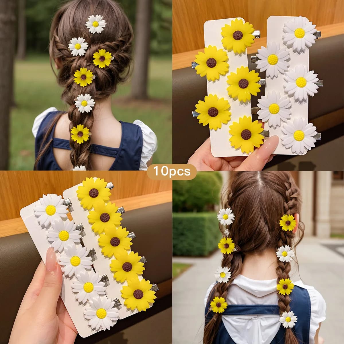 10 fermagli per capelli girasole Fermagli per capelli con fiori dolci ed eleganti adatti per accessori per capelli per l'uso quotidiano