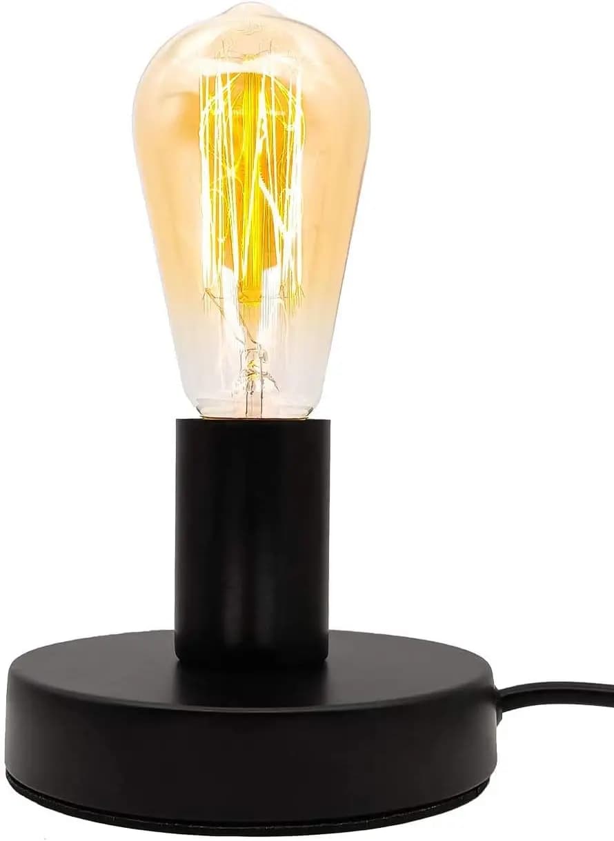 Base per Lampada da Tavolo Industriale Vintage, Portalampada in Ceramica E26/E27, Piccola Luce da Scrivania con Interruttore On/Off, Cavo con Spina per Arredamento Casa
