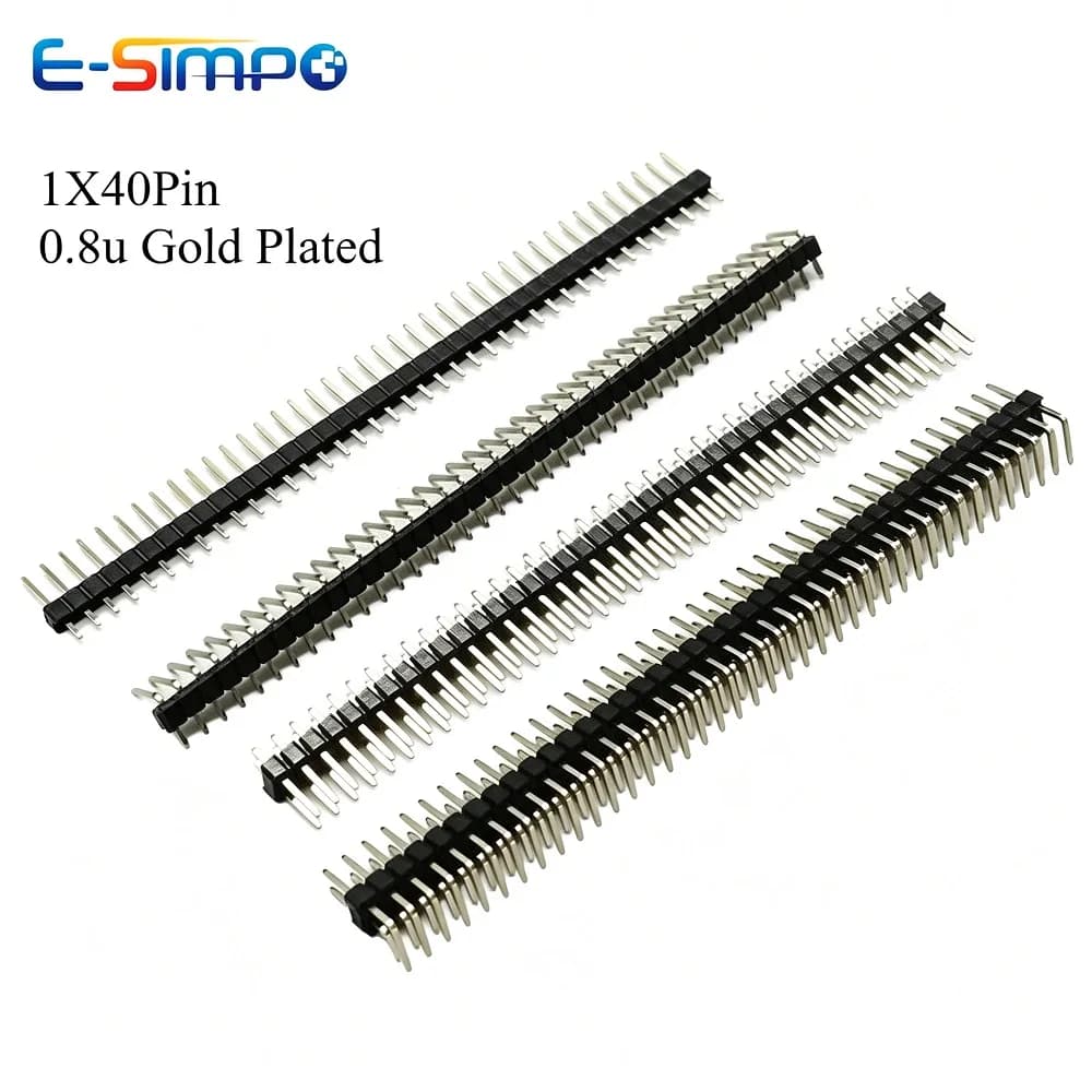 10/20 Pz 0.8u Placcato Oro 40 Pin 1x40 Singola Doppia Fila Maschio 2.54 Breakable Pin Header Connettore Striscia Per Arduino Nero