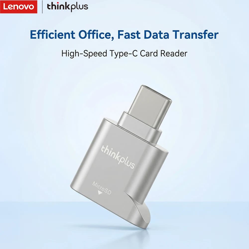 Lettore di schede portatile Lenovo Type-C, trasferimento dati ad alta velocità, plug & play, per schede TF Micro SD, laptop, tablet, telefono