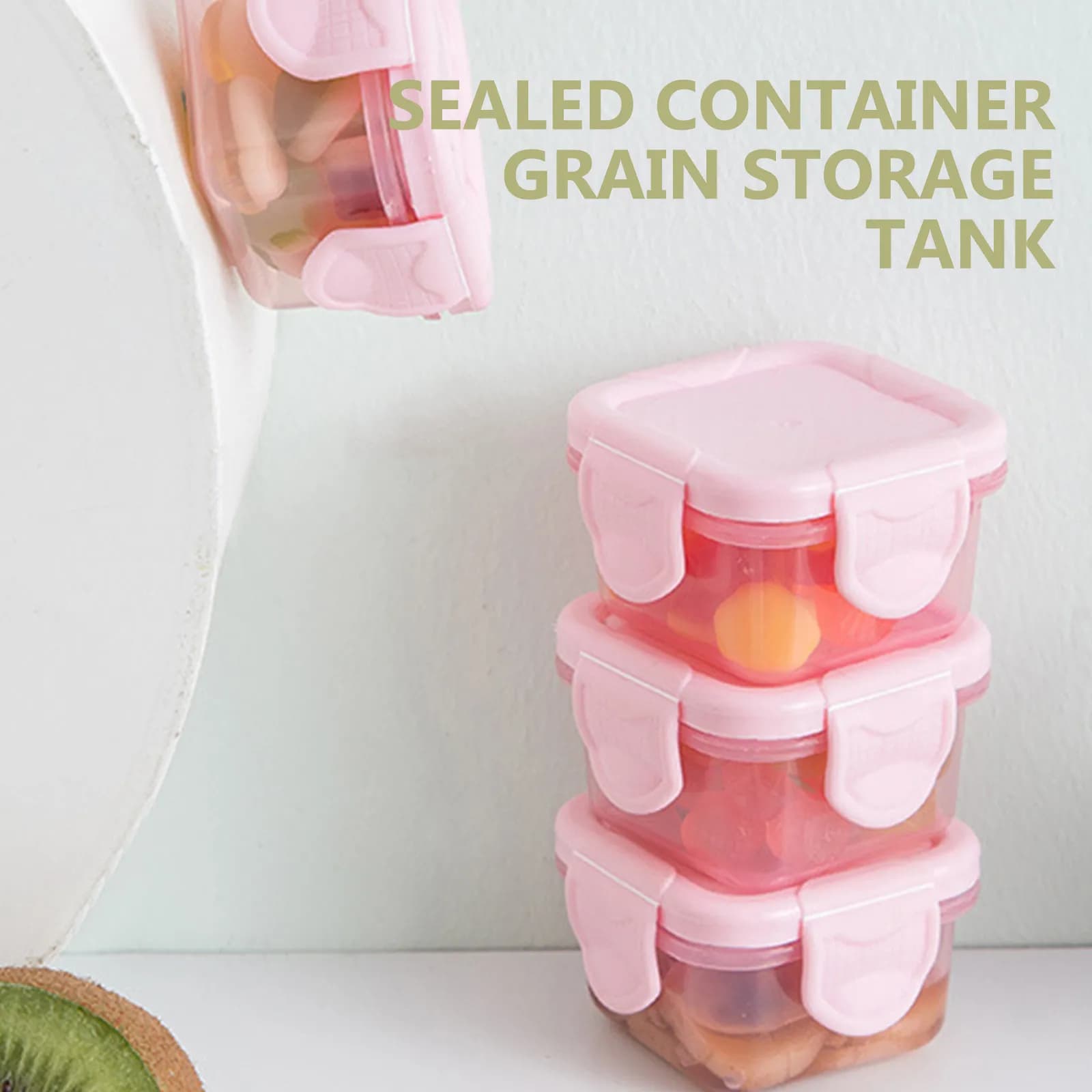 Set di 4 Contenitori Portatili per Congelamento, 6 Cm, Impilabili e Sigillati, Salvaspazio per Conservazione Alimenti Secchi e Preparazione Pasti