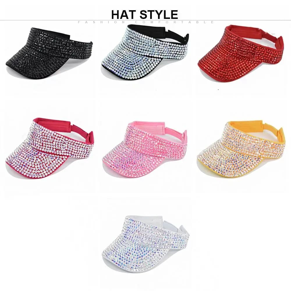 Women Cool Diamond Sports Cap Beach Hats Empty Top Korean Style Hats Rhinestone Hats Women cap Baseball Caps