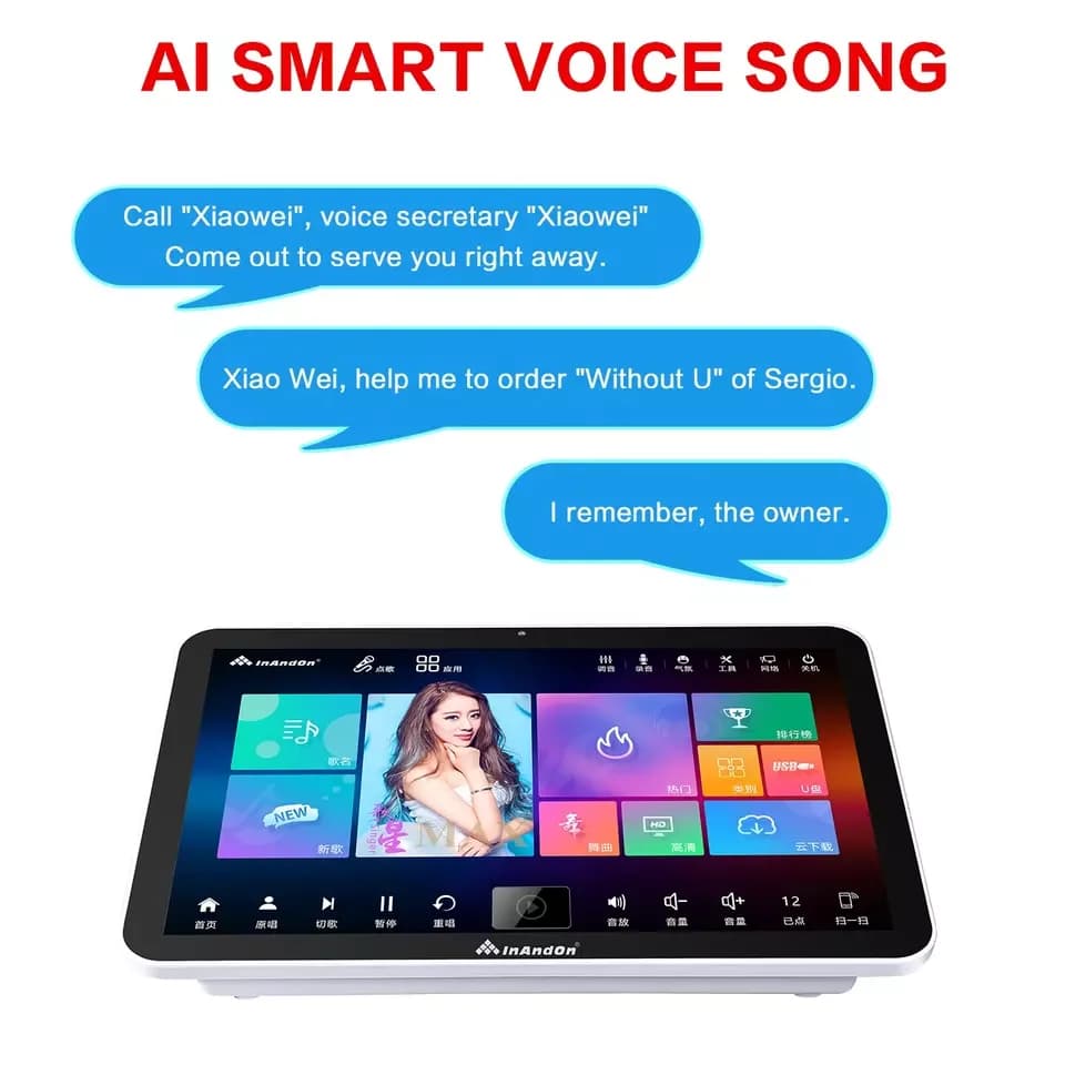 InAndon Macchina Karaoke Portatile 5 in 1 Doppio Wifi Touch Screen Telefono Pick Canzoni Sistema Karaoke Mini Lettore Karaoke Professionale