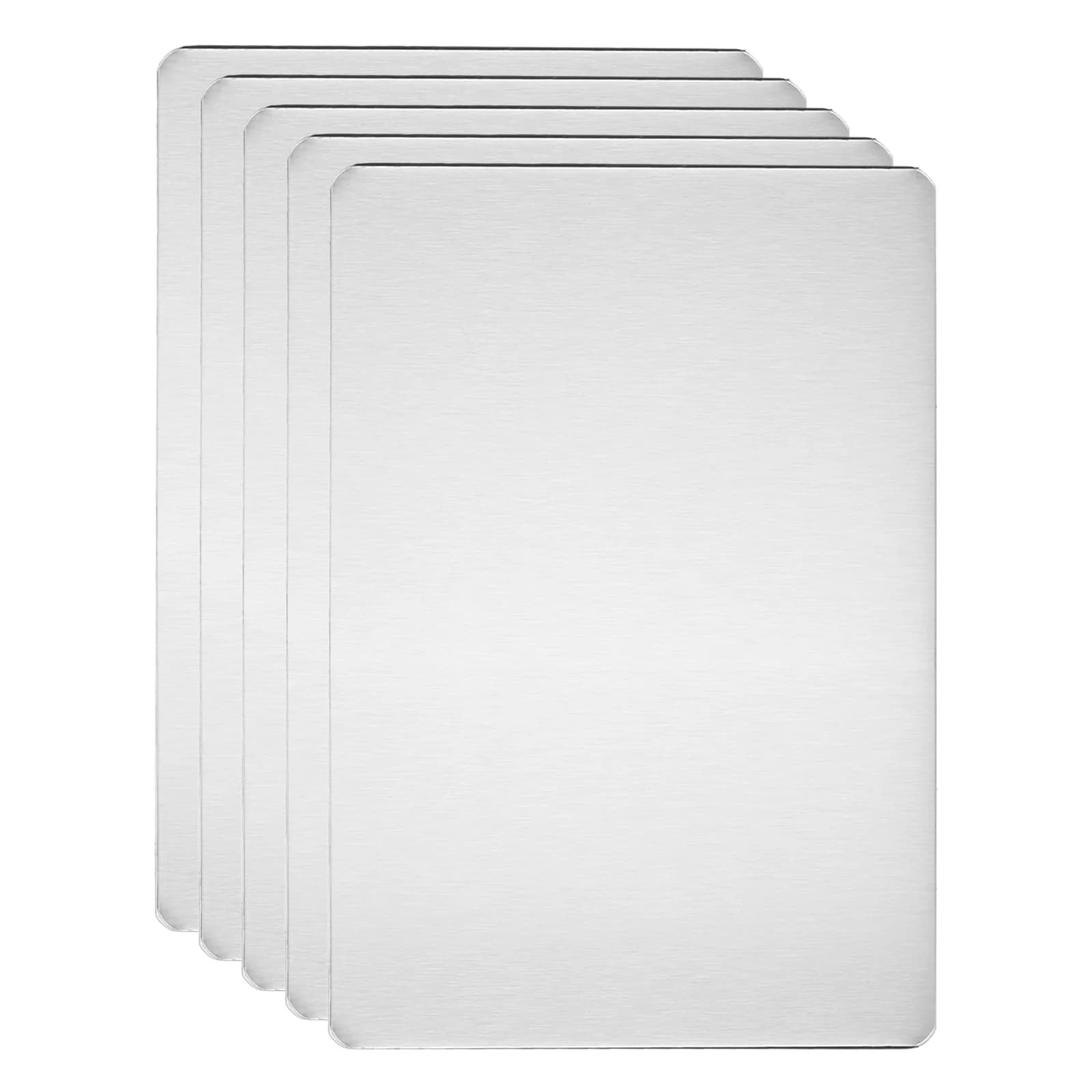 5/10 Pieces Visitor Cards in Metal Stainless Steel 201 Brushed, Autoadhesive Laser Engraving Cards, Vacuum Parts for CNC Engraving for Home and Office