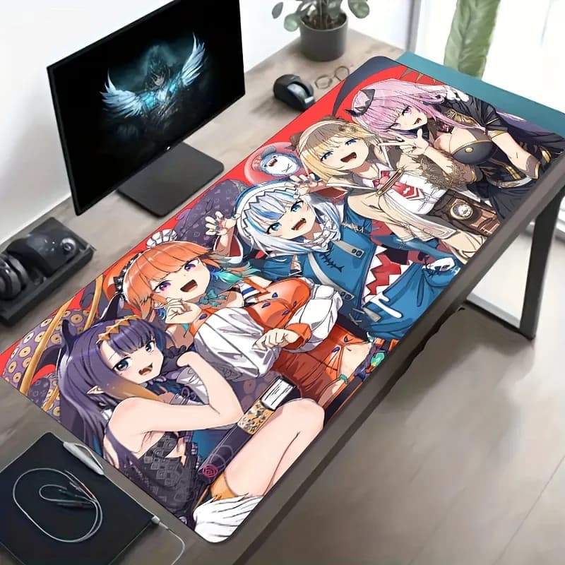 Tappetino per Mouse da Gaming XXL con Personaggi Anime, Lavabile, Base Antiscivolo in Gomma, Tappetino da Scrivania Oversize per Casa e Ufficio