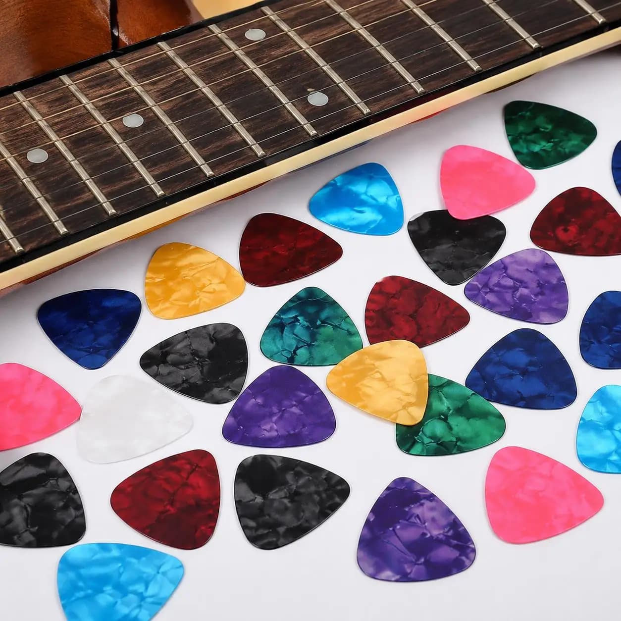5~100PCS Celluloid Guitar Picks Flexible Tortoise Shell Plectrums for Smooth Strumming, Acoustic Playing & Beginner Practice TMZ