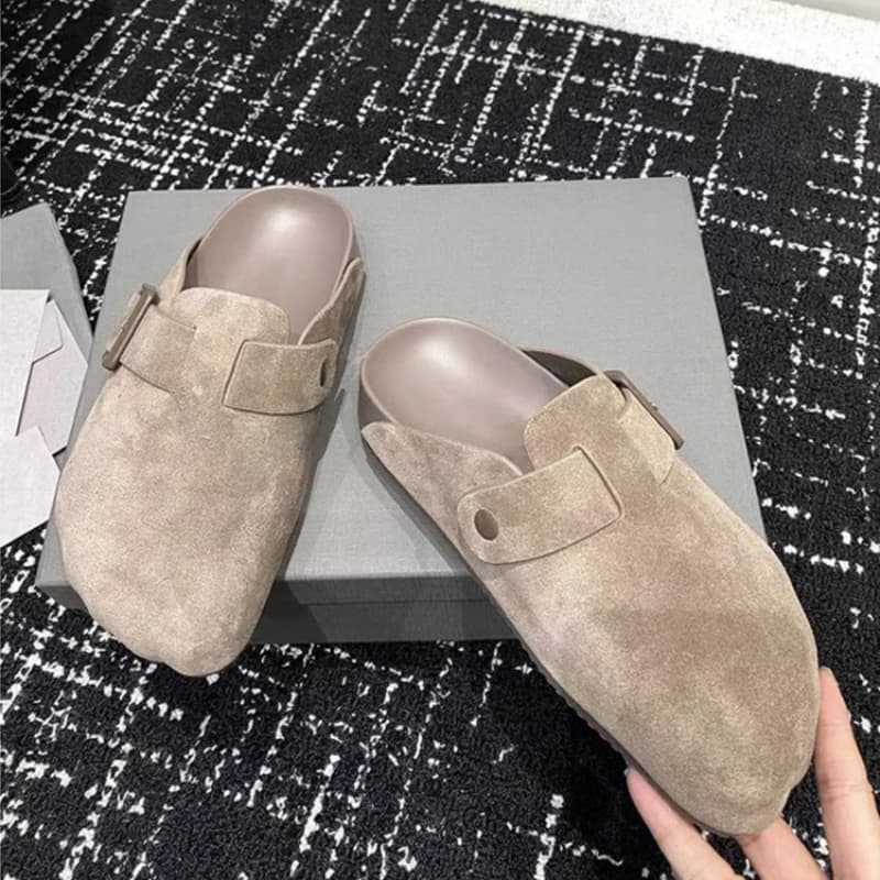 2025 Mocassini con un pedale a cinque dita con suola spessa primavera e autunno Nuove pantofole con fibbia per cintura da donna