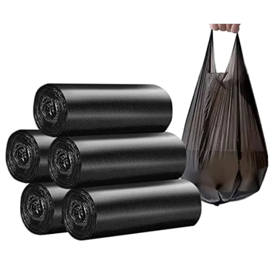 4 GALLON Bathroom Trash Bags, 5 Rolls/100 Counts Small HANDLES Garbage Bags for Office, Bathroom Wastebasket Waste Bin Portable