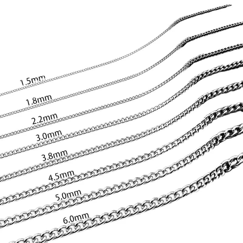 Placcato in oro Vendi al metro Collana a catena Bracciale Fai da te Catena a cordolo in acciaio inossidabile Accessori in acciaio inossidabile Creazione di gioielli