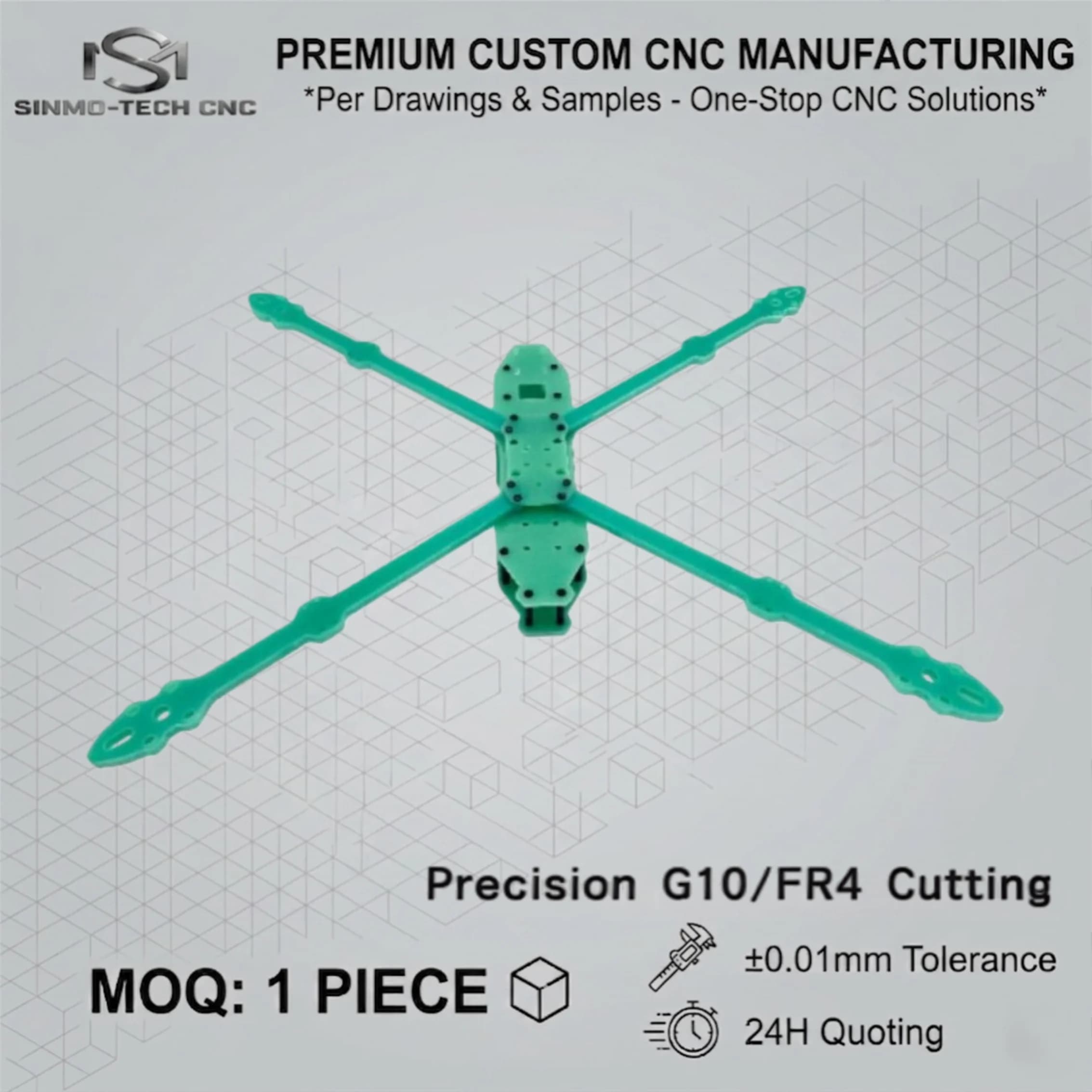 Precision CNC Machining G10 FR4 Plate Board Custom RF Transparent UAV Drone Parts Robotics Mechanical Component 1pc