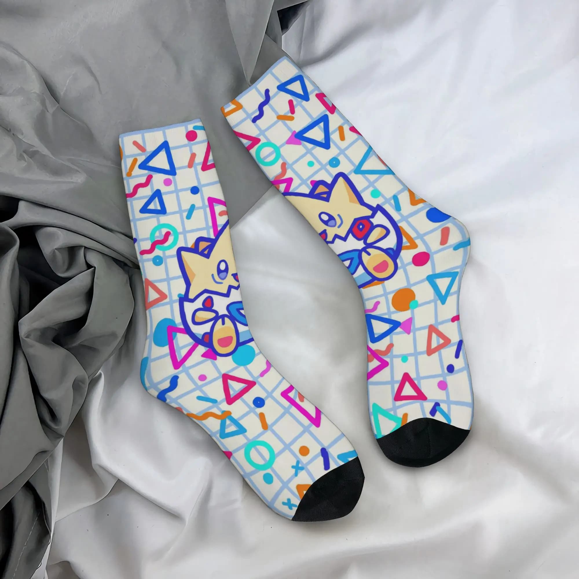 Happy Funny Male Men Socks Casual Togepis Kawaii Sock Poke-Mon Cartoon Skateboard Women Socks Spring Summer Autumn Winter