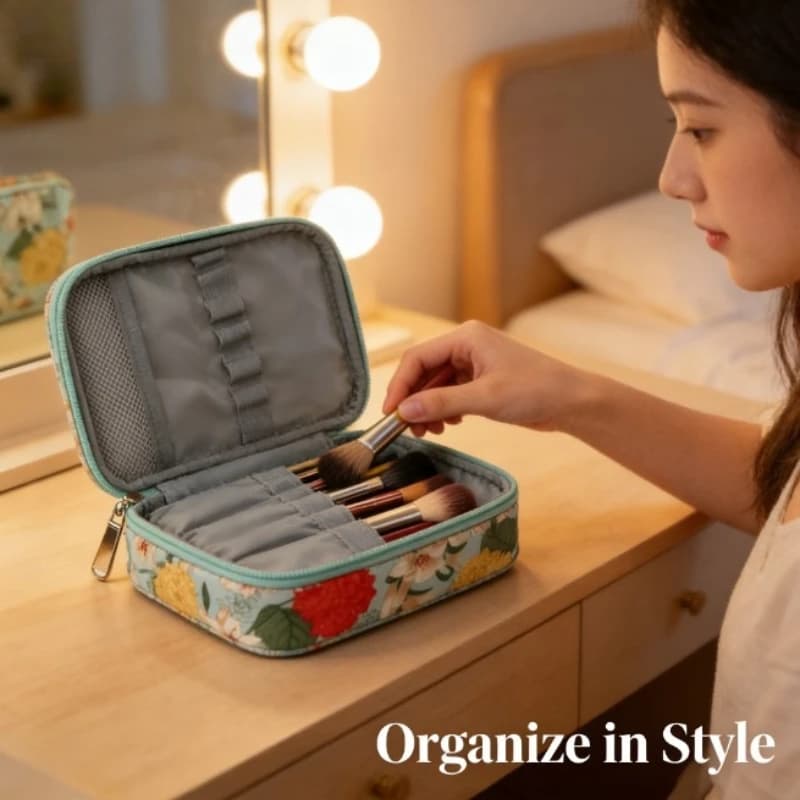 Custodia per uncinetti fatta a mano, borsa porta aghi da maglia fai da te, organizer a doppio strato con cerniera corta, borsa portatile per uncinetti