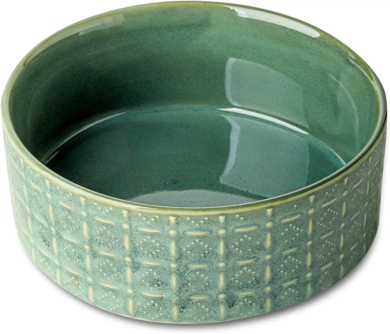 Ciotola in Ceramica da 6,5 Pollici per Cani di Piccola e Media Taglia, Piatto Verde per Cibo e Acqua