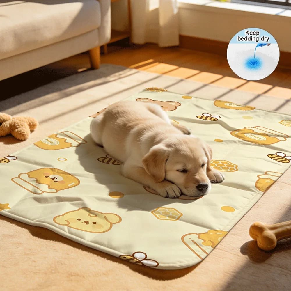 Bear Bee Honey Joy Reusable Anti-Leak Pet Potty Pads Portable Foldable for Travel Dogs and Cats