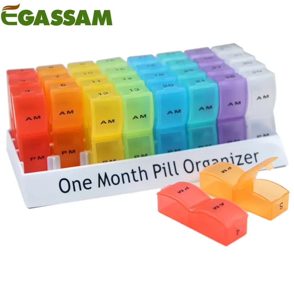 Monthly napkin 2 times a day, 30-day napkin compartments small to contain vitamins and Organizers for AM/PM travel medicines