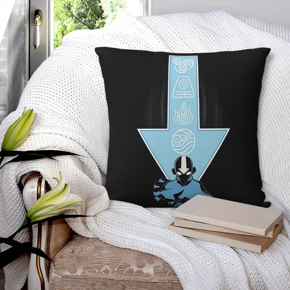 Avatar Aang Arrow Federa quadrata Federa per cuscino Decorazione per cuscino in poliestere Comfort Cuscino per divano di casa