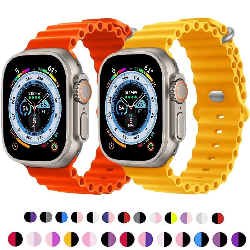 Cinturino oceanico per cinturino Apple watch 49mm 45mm 44mm 40mm 41mm 42mm 45mm bracciale sportivo in silicone iWatch Ultra 2 series 9 8 7 3 se