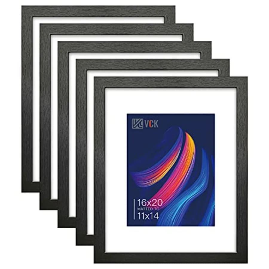 Picture Frames Matted to Picture Set of 5 Wood Photo Frames with Real Glass Desktop and Wall Hanging Frames 16 x 20