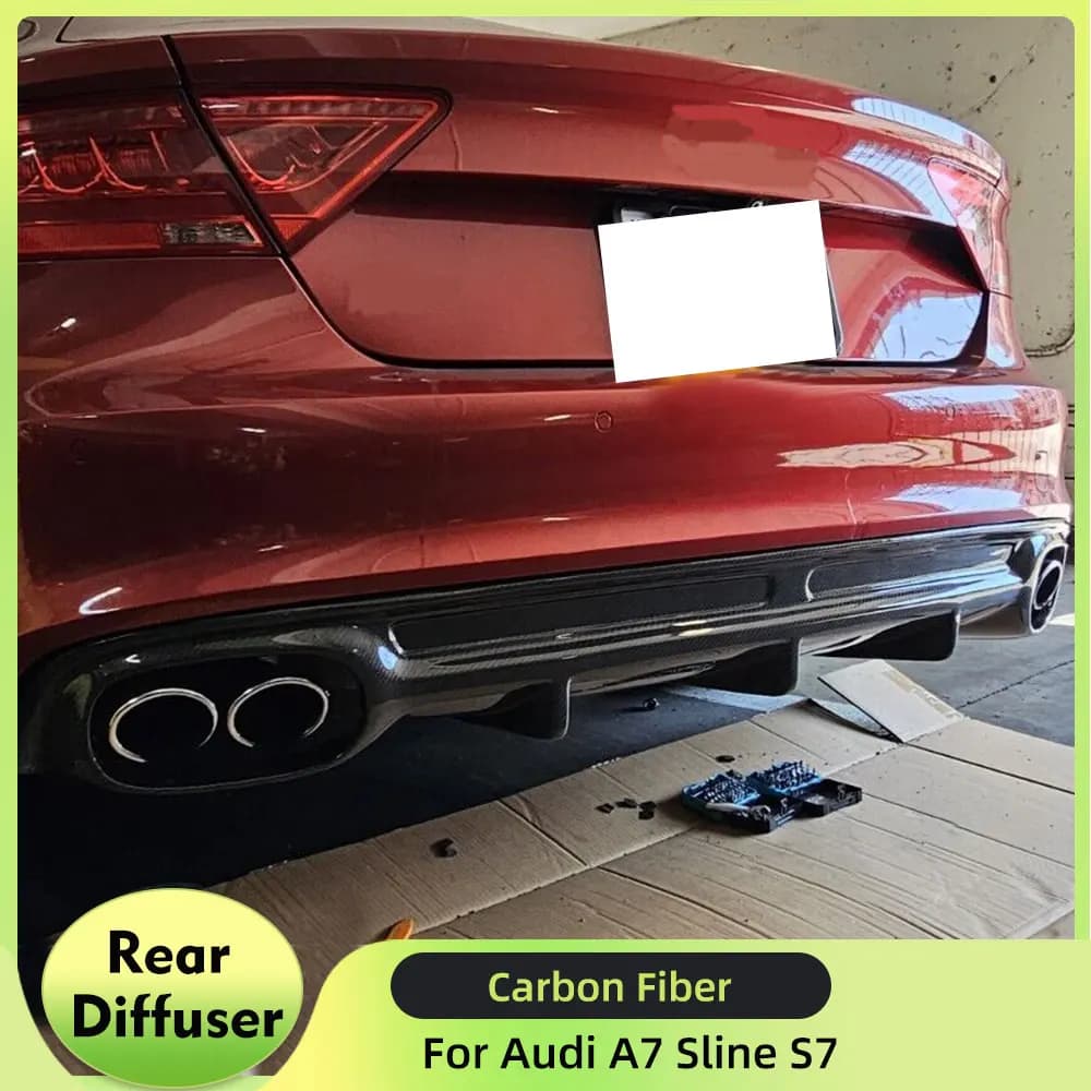 Carbon Fiber Rear Bumper Diffuser Lip for Audi A7 Sline S7 2011-2014 Rear Bumper Diffuser Lip Spoiler Car Body Kits